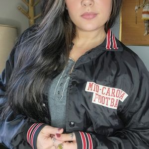 Vintage 90s 1991 Football Varsity Bomber Jacket Black Mens XL - XXL Black SC